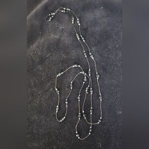 30" Black Beaded Necklace on Thread